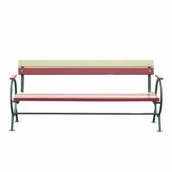 Moderne Parkbank Aus Metall Und Holz Mit Armlehne - Finia