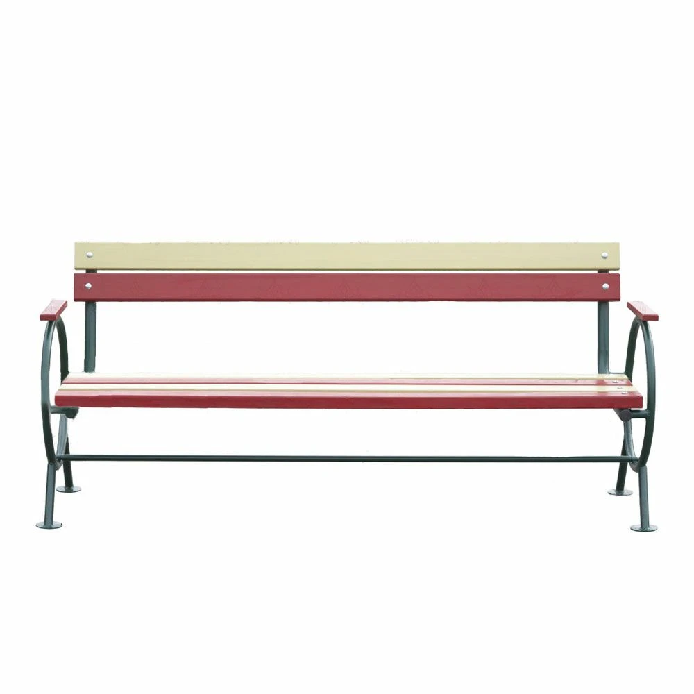 Moderne Parkbank Aus Metall Und Holz Mit Armlehne - Finia 3 Moderne Parkbank Aus Metall Und Holz Mit Armlehne - Finia