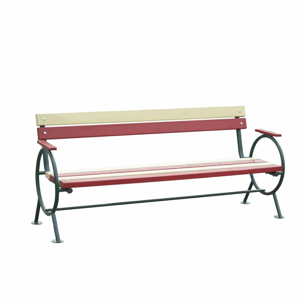 Moderne Parkbank Aus Metall Und Holz Mit Armlehne - Finia 4 Moderne Parkbank Aus Metall Und Holz Mit Armlehne - Finia – Bild 2