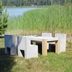 Modernes Gartenmöbel-Set - Tisch Und StĂŒhle Aus Beton - Kenna