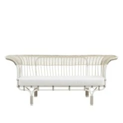 Modernes Weißes Outdoor-Sofa Aus Alu-Rattan - Gartensofa Enna