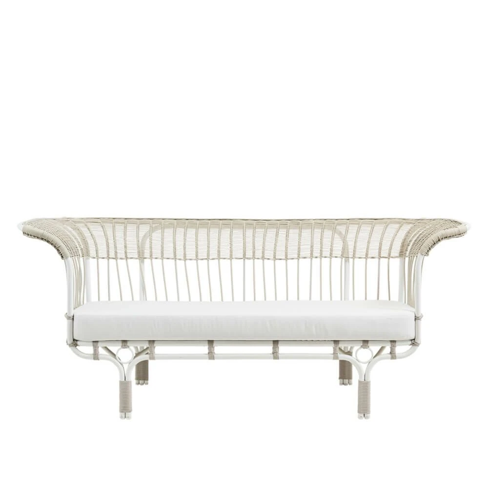 Modernes Weißes Outdoor-Sofa Aus Alu-Rattan - Gartensofa Enna 3 Modernes Weißes Outdoor-Sofa Aus Alu-Rattan - Gartensofa Enna