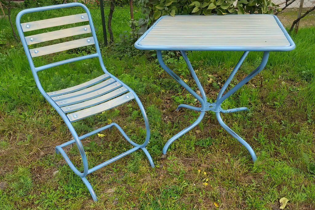 Nostalgische Gartenmöbel Aus Stahl & Holz - Achille 4 Nostalgische Gartenmöbel Aus Stahl & Holz - Achille – Bild 2