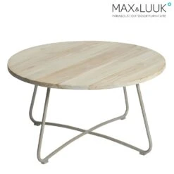 Outdoor Couchtisch Aus Aluminium & Teakholz - 80cm - Rund - Max&Luuk - Lily Loungetisch