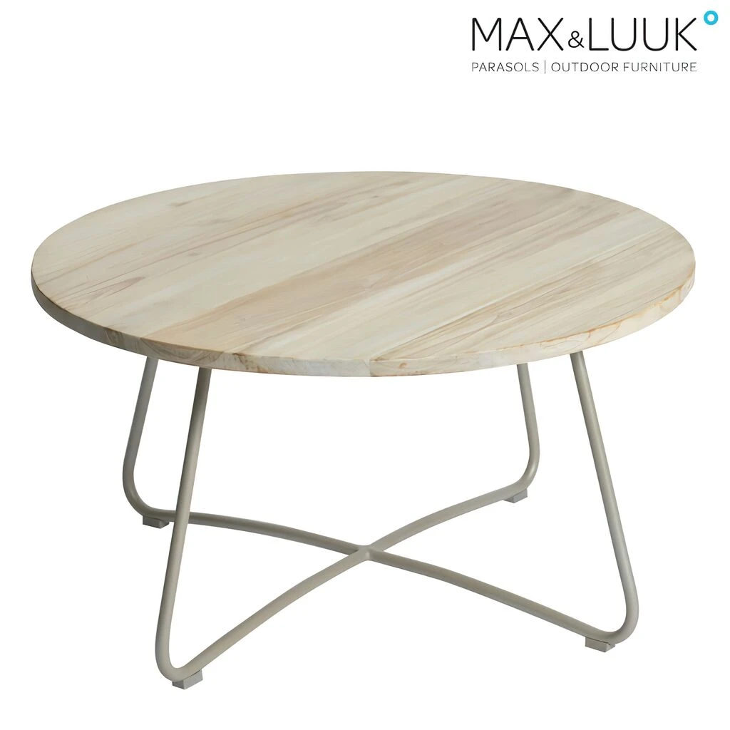 Outdoor Couchtisch Aus Aluminium & Teakholz - 80cm - Rund - Max&Luuk - Lily Loungetisch 3 Outdoor Couchtisch Aus Aluminium & Teakholz - 80cm - Rund - Max&Luuk - Lily Loungetisch