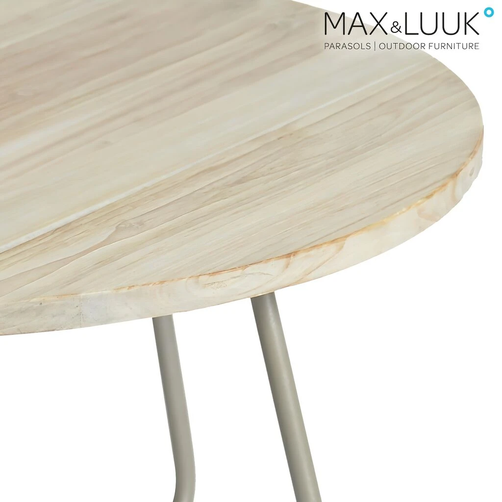 Outdoor Couchtisch Aus Aluminium & Teakholz - 80cm - Rund - Max&Luuk - Lily Loungetisch 4 Outdoor Couchtisch Aus Aluminium & Teakholz - 80cm - Rund - Max&Luuk - Lily Loungetisch – Bild 2