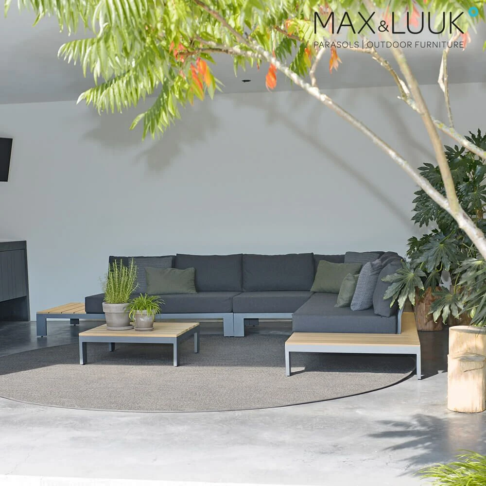 Quadratischer Kaffeetisch Für Die Loungeecke Aus Aluminium Und Teakholz - Mick Couchtisch 4 Quadratischer Kaffeetisch Für Die Loungeecke Aus Aluminium Und Teakholz - Mick Couchtisch – Bild 2