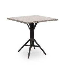Quadratischer Outdoor Bistrotisch Aus Aluminium Mit Tischplatte In Granit Optik - Kaffeetisch Nordin