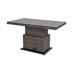 Rattan Gartentisch - Höhenvariabel - Mit Glasplatte - Gartentisch Buri