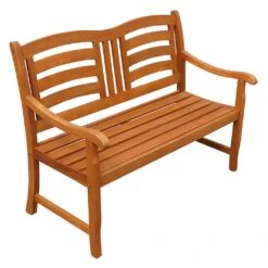 Romantische 2 Sitzer Gartenbank Aus Braunem Holz - Camaldulensis 2-Sitzer Bank