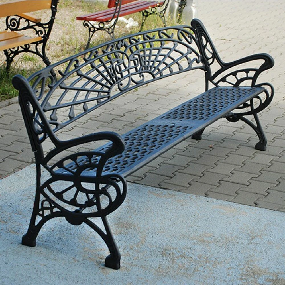 Romantische Gartenbank Mit Armlehnen Aus Gusseisen - Eivind 3 Romantische Gartenbank Mit Armlehnen Aus Gusseisen - Eivind