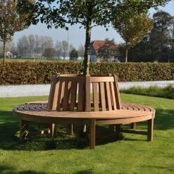 Runde Baum-Bank Aus Teakholz - Modern - Finley Gartenbank