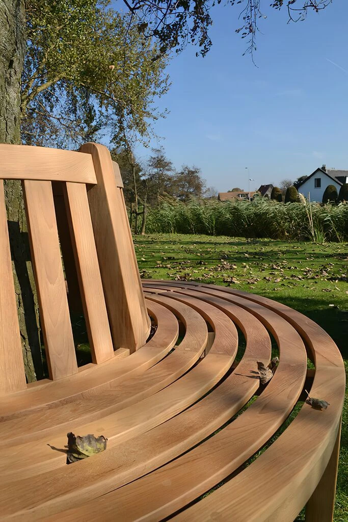 Runde Baum-Bank Aus Teakholz - Modern - Finley Gartenbank 6 Runde Baum-Bank Aus Teakholz - Modern - Finley Gartenbank – Bild 4