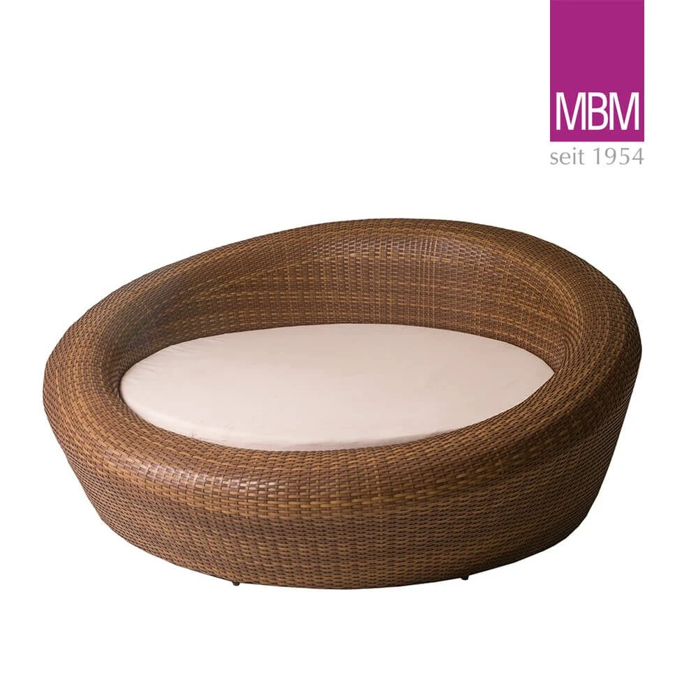 Runde Sonnenliege Von MBM - Aluminium & Geflecht - Braun - Lounge Rondell Fino 3 Runde Sonnenliege Von MBM - Aluminium & Geflecht - Braun - Lounge Rondell Fino