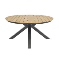 Runder Alu Garten Esstisch 150cm Im Teak-Look - Rundtisch Turin