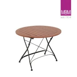 Runder Garten Klapptisch Aus Schmiedeeisen & Resysta - 100cm - MBM - Tisch Brazil