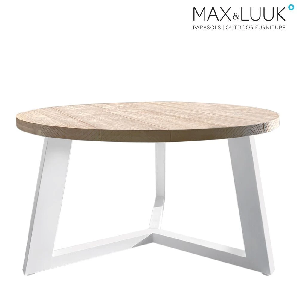 Runder Gartentisch Aus Aluminium Mit Teakholz Platte - Max & Luuk - Dylan Tisch 3 Runder Gartentisch Aus Aluminium Mit Teakholz Platte - Max & Luuk - Dylan Tisch