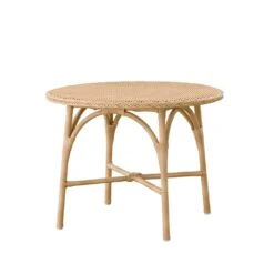 Runder Gartentisch Aus Aluminium Und Polyrattan In Hellbraun - Kaffeetisch Thala