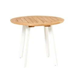 Runder Gartentisch Aus Teakholz & Aluminium Weiß - Modern - Darcey M Gartentisch