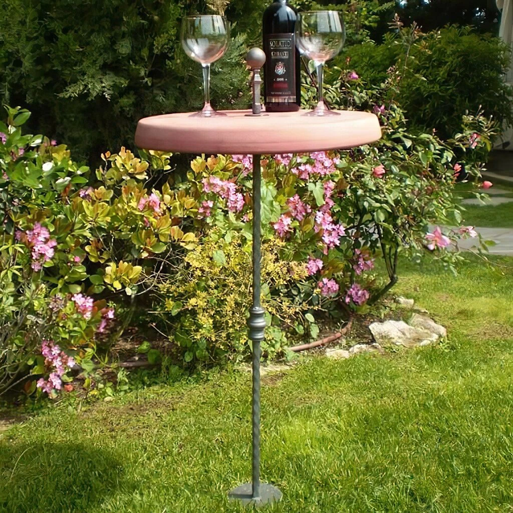 Runder Gartentisch Aus Terrakotta Und Metall - Savina 3 Runder Gartentisch Aus Terrakotta Und Metall - Savina