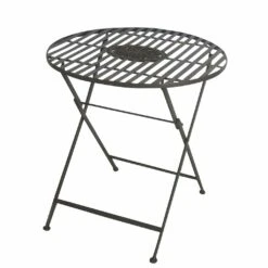 Runder Klapptisch Aus Metall In Antikfarbe - Heramo