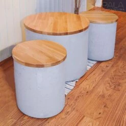 Gartentis Verkaufe -Gartentis Verkaufe runder outdoor gartenhocker aus beton und holz jaggara2