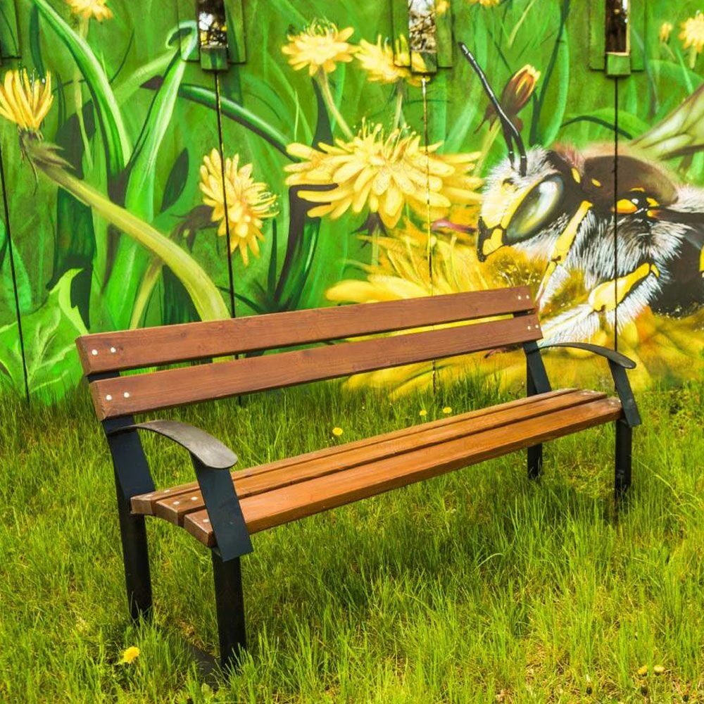 Schlichte Stadtmobiliar Bank Aus Metall Und Holz - Eindride 5 Schlichte Stadtmobiliar Bank Aus Metall Und Holz - Eindride – Bild 3