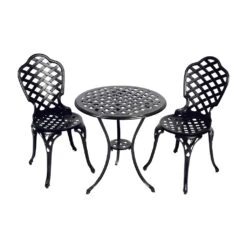 Schönes 2-Sitzer Bistroset Im Landhausstil - Schwarz - Bistroset Trena