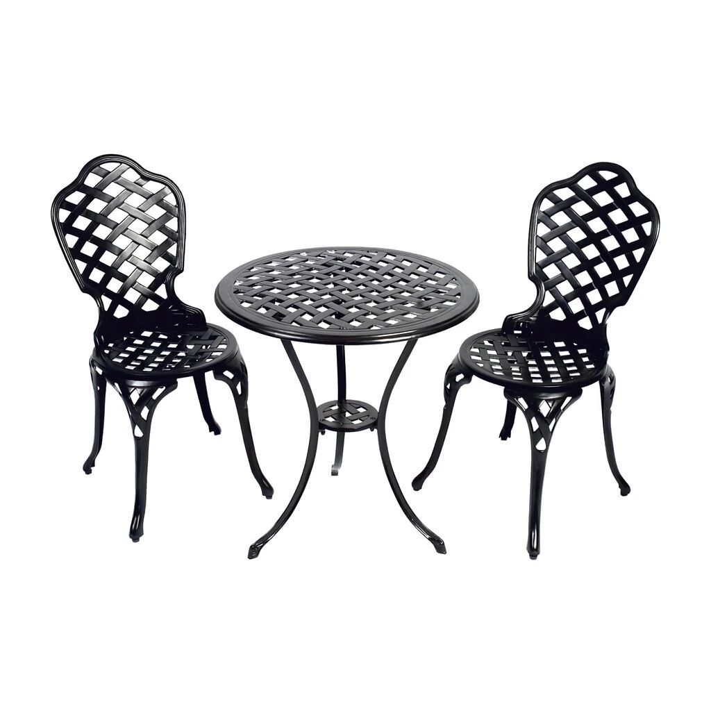 Schönes 2-Sitzer Bistroset Im Landhausstil - Schwarz - Bistroset Trena 3 Schönes 2-Sitzer Bistroset Im Landhausstil - Schwarz - Bistroset Trena