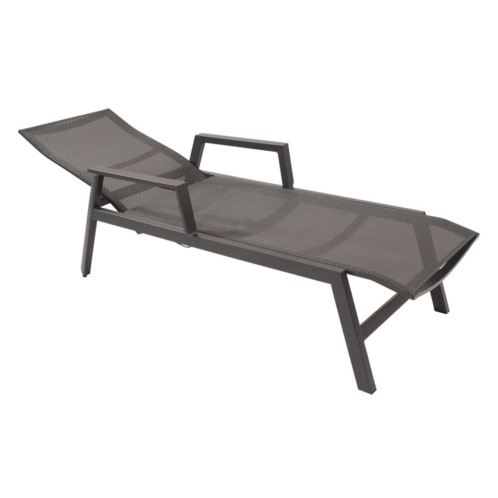 Schwarz-graue Gartenliege Aus Alu Mit Einer Textylenbespannung - Liege Prano 6 Schwarz-graue Gartenliege Aus Alu Mit Einer Textylenbespannung - Liege Prano – Bild 4