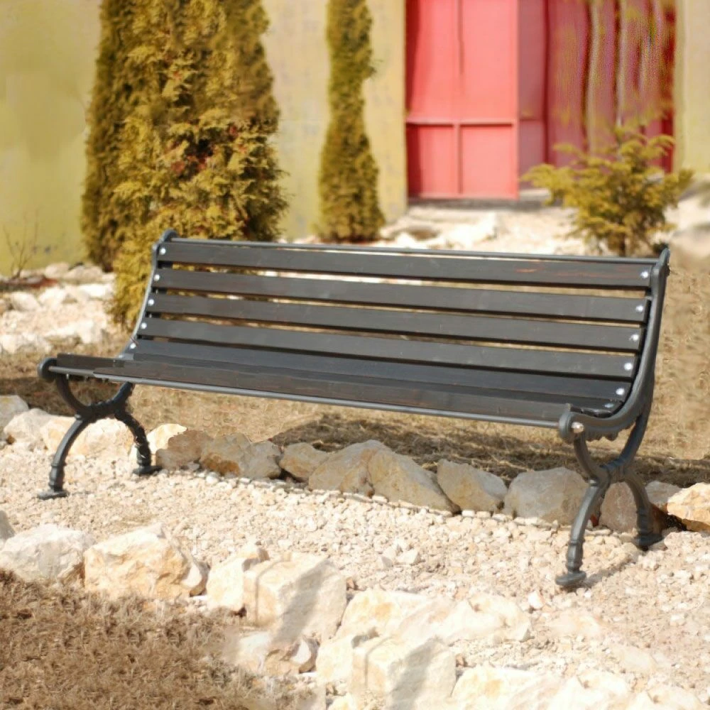 Sitzbank Aus Holz Und Metall Im Schlichten Design Zur Stadtdekoration - Hakon 3 Sitzbank Aus Holz Und Metall Im Schlichten Design Zur Stadtdekoration - Hakon