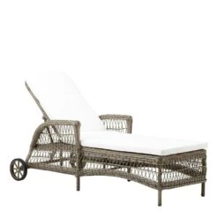 Sonnenliege Mit Rollen In Antikgrau Aus Aluminium Und Polyrattan - Sonnenliege Iben