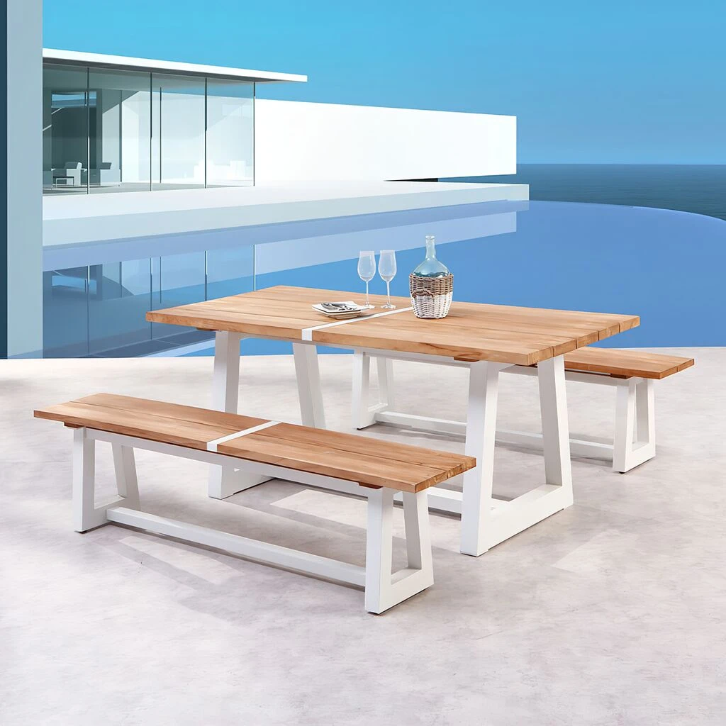 Stabile Sitzgruppe Aus Teak Holz Und Aluminium - Sitzgruppe Tekka 3 Stabile Sitzgruppe Aus Teak Holz Und Aluminium - Sitzgruppe Tekka