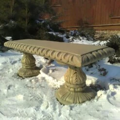 Stilvolle 2-Sitzer Steinguss Bank Für Den Garten - Reich Verziert - Sotiria