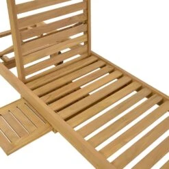Teakholz Gartenliege Mit Rollen Und Ablage - 200cm - Gartenliege Alif -Gartentis Verkaufe teakholz gartenliege mit rollen und ablage 200cm gartenliege alif3
