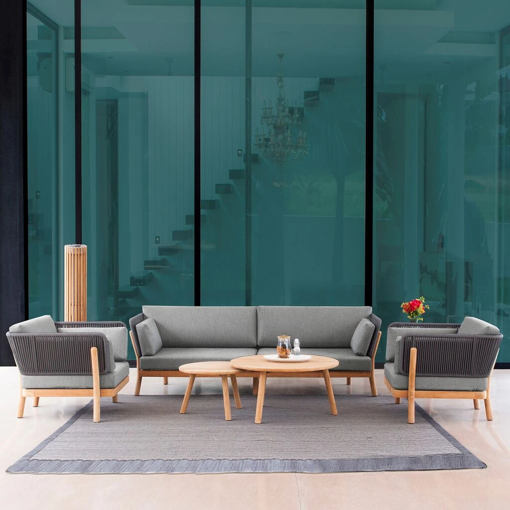 Teakholz Gartenmöbel-Set Mit Gartensofa, Loungesesseln Und Tischen - Claire Lounge 3 Teakholz Gartenmöbel-Set Mit Gartensofa, Loungesesseln Und Tischen - Claire Lounge