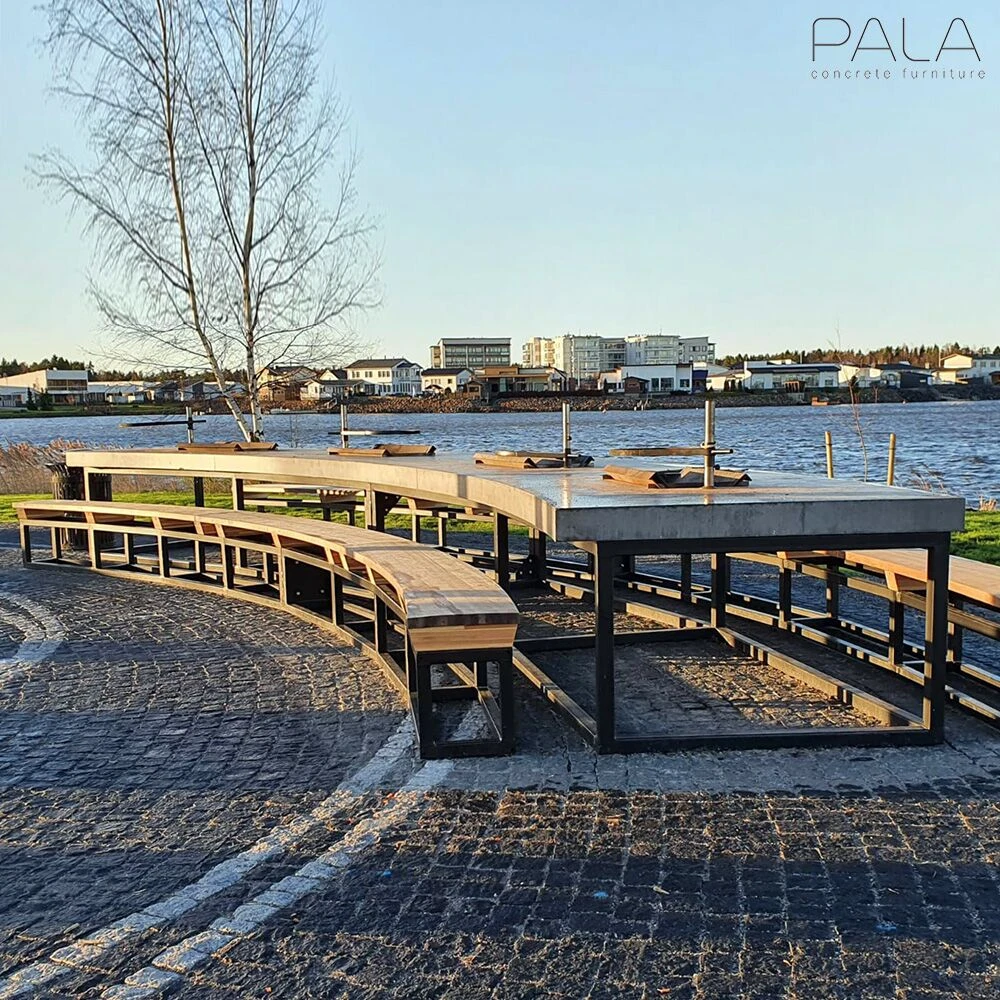 Wetterfester Outdoor Tisch Aus Beton & Metall Mit Barbecue Stellen Für Den Park - Kokkola 5 Wetterfester Outdoor Tisch Aus Beton & Metall Mit Barbecue Stellen Für Den Park - Kokkola – Bild 3