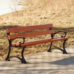 Zeitlose Parkbank Aus Holz Und Gusseisen Mit Lehnen - Silla